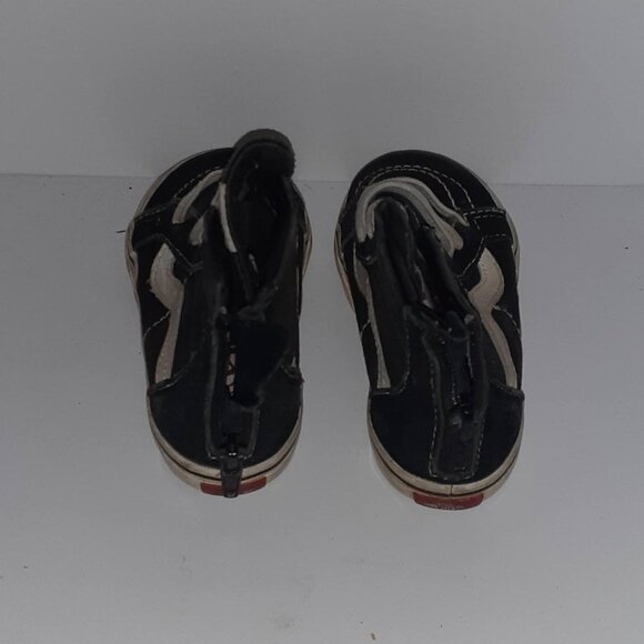 Little boys shoes size 8.5 black high tops Van off the Wall zipper elastic laces - Picture 7 of 9